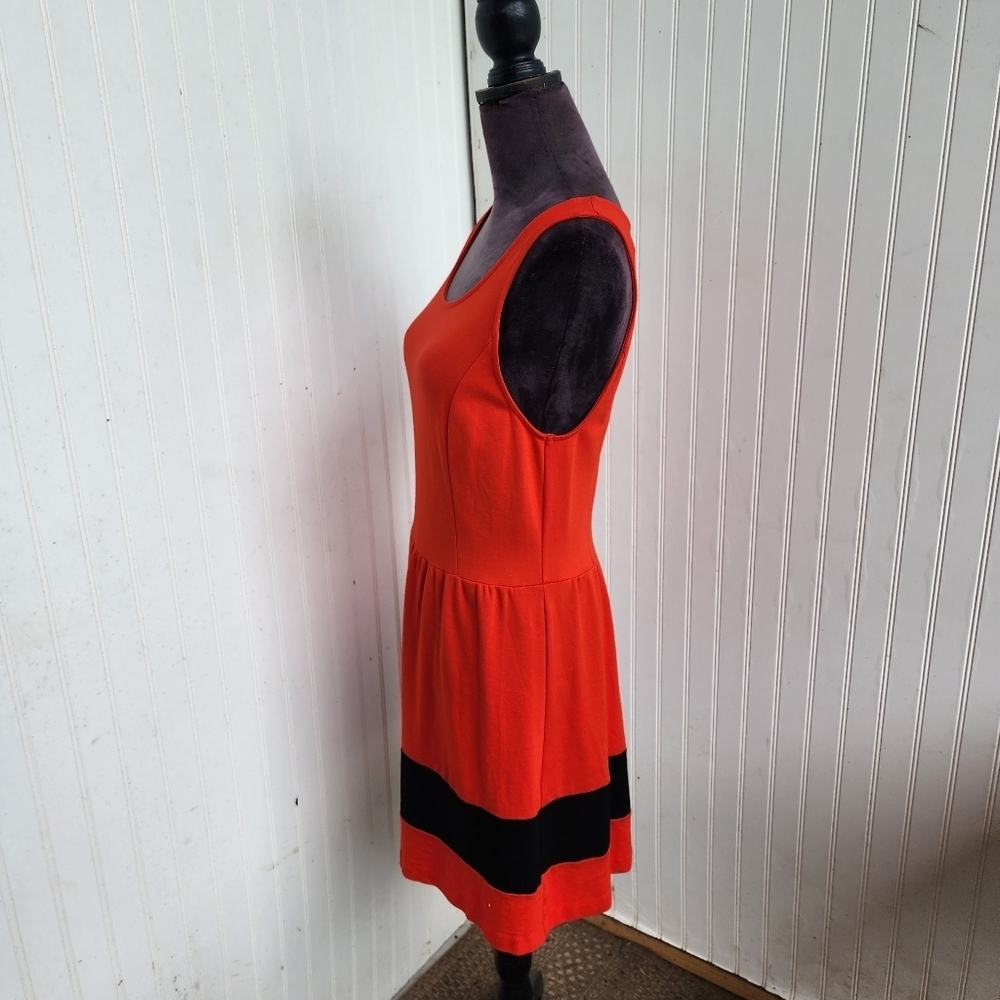 Kensie Womens Red Black Fit And Flare Dress Sleeveless Stretch Zip Back Sz M - Picture 6 of 15